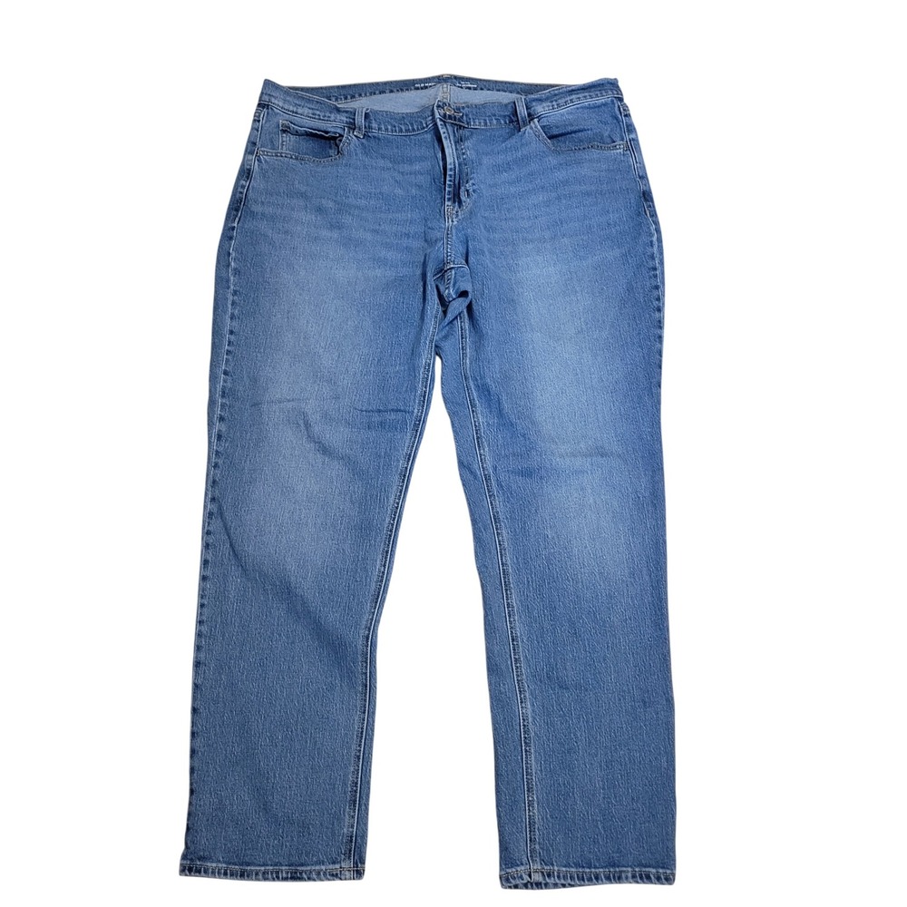 Old Navy Wow Boyfriend Jeans Women 18 Blue Excellent Mid Rise Straight Leg Denim
